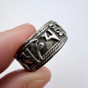 Handmade 925 Sterling Silver Tibetan Mantra Ring Buddhist Om Mani Padme Hum